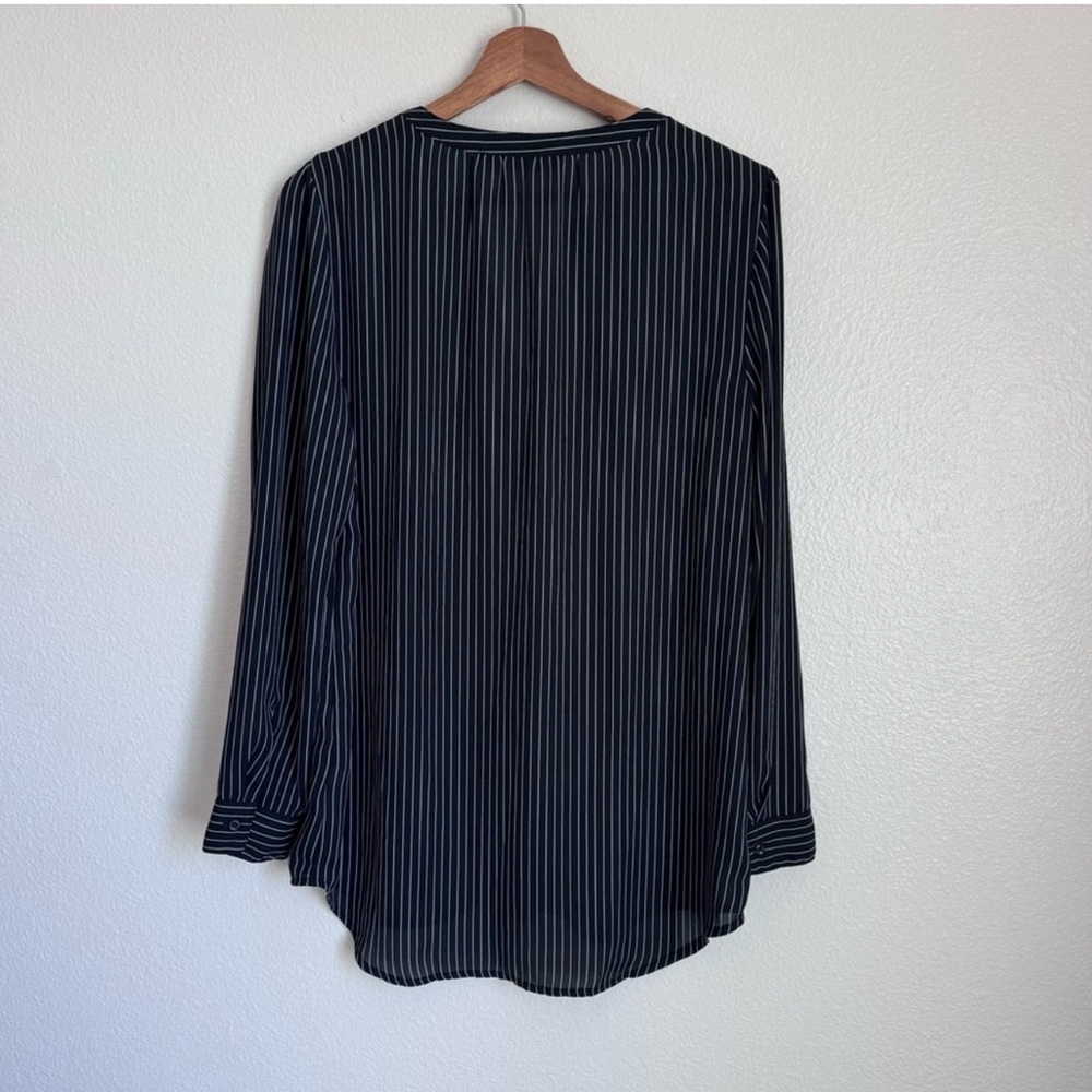 Apt 9 Striped  Button up Chiffon Long Sleeve Blouse - Picture 2 of 4